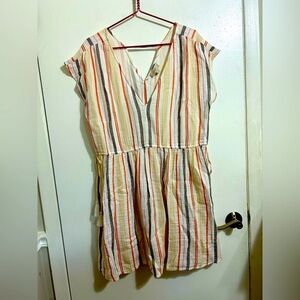 LOFT Multicolor Striped V-Neck‎ cotton dress